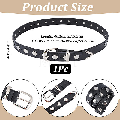 Black PU Imitation Leather Chain Belts AJEW-WH20070-318B-1