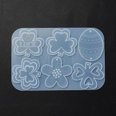 Easter Egg & Shamrock & Flower Connector Charms Silicone Molds DIY-L065-01-1