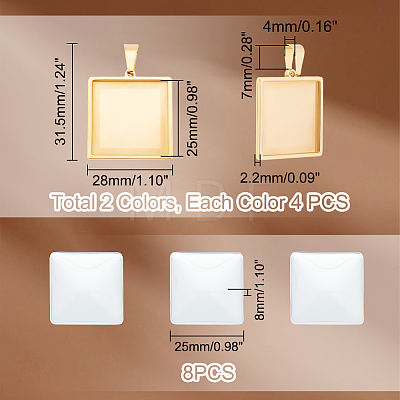 DIY Blank Square Pendant Making Kit DIY-UN0005-45-1