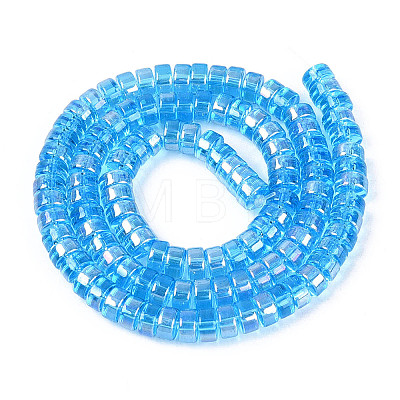 AB Color Plated Transparent Glass Beads Strands GLAA-T026-3x6mm-T07-1