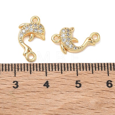 SHEGRACE Brass Micro Pave Clear Cubic Zirconia Dolphin Links Connector Charms XGRQ3K383-568G-1
