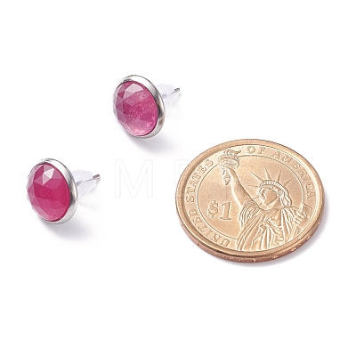 Natural Gemstone Dome/Half Round Stud Earrings for Women EJEW-JE04800-1