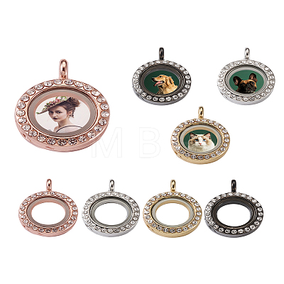 4Pcs 4 Colors Alloy Glass Crystal Rhinestone Pendants PALLOY-TA0002-37-1