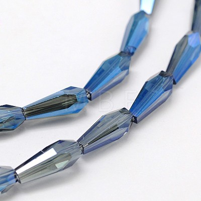 Faceted Rainbow Plated Teardrop Electroplated Glass Beads Strands EGLA-F104-03A-1
