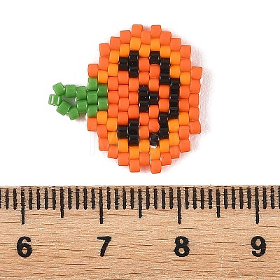 Halloween Glass Seed Beaded Pendants PALLOY-MZ01398-1