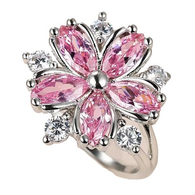 Plum Blossom Brass Pave Cubic Zirconia Finger Rings for Women FS-WG857C0-01-1