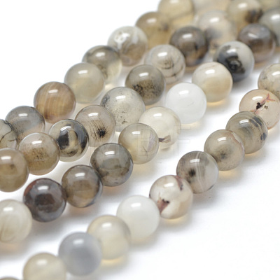 Natural Dendritic Agate Beads Strands G-D845-04-8mm-1