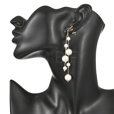 Shell Pearl Round Beaded Tassel Earrings EJEW-TA00816-1