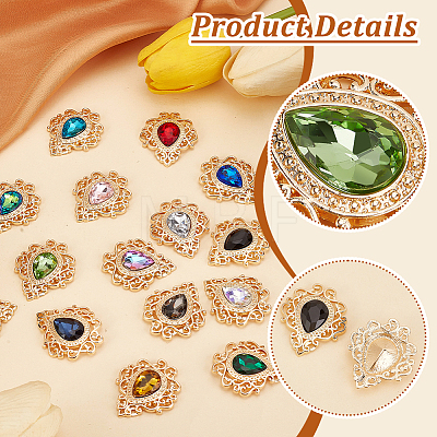   32Pcs 16 Colors Glass Rhinestone Cabochons FIND-PH0018-68-1