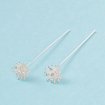 Brass Micro Pave Clear Cubic Zirconia Flower Head Pins LS-KK-G413-01S-1