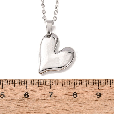 304 Stainless Steel Heart Pendant Cable Chain Necklaces for Men Women NJEW-K308-02C-P-1