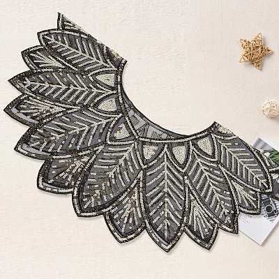 Polyester with Plastic Feather Sequin Shawls AJEW-CY0003-24-1
