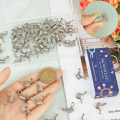 60Pcs Stainless Steel Spring Bead Clamps for Beading Jewelry Making FIND-SC0009-64-1