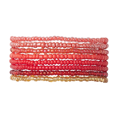 8Pcs Glass Seed Beads Stretch Bracelets for Women BJEW-MZ00268-1
