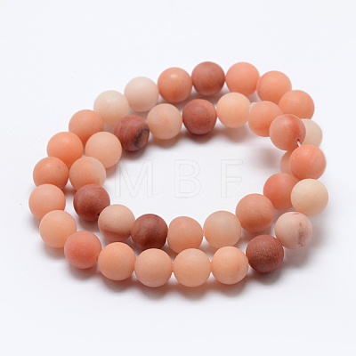 Natural Pink Aventurine Beads Strands X-G-G716-01-6mm-1