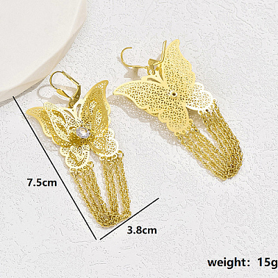Iron Filigree Butterfly Dangle Leverback Earrings SQ8048-1