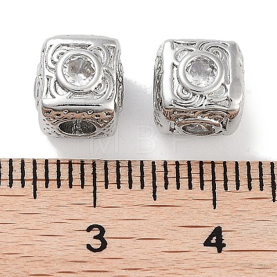 Brass Micro Pave Cubic Zirconia Beads KK-C051-28P-03-1