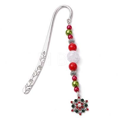 Christmas Theme Alloy Hook Bookmarks AJEW-JK00336-1