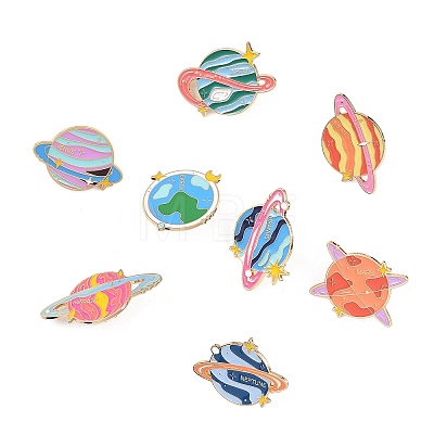 8Pcs 8 Styles Celestial Body Theme Enamel Pins JEWB-CJ0003-52-1