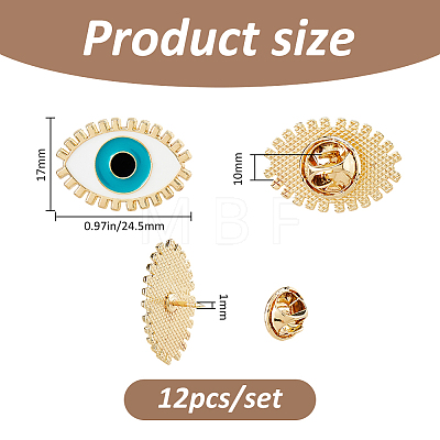 12Pcs Evil Eye Enamel Pin JEWB-FH0002-98-1