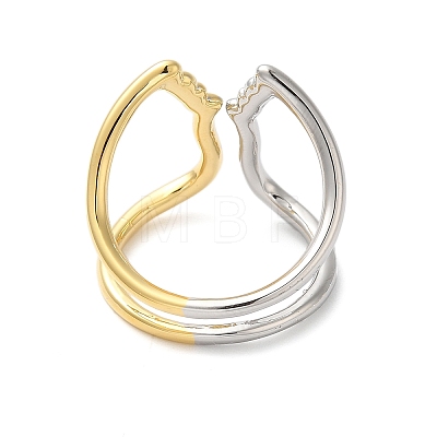 Brass Hollow Open Cuff Rings for Women RJEW-B062-12GP-1