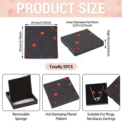 5Pcs Hot Stamping Planet Cardboard Jewelry Packaging Boxes CON-TA0001-44D-1