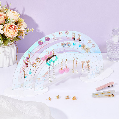 Rainbow with Cloud Laser Acrylic Earring Display Stands DIY-WH0570-25-1
