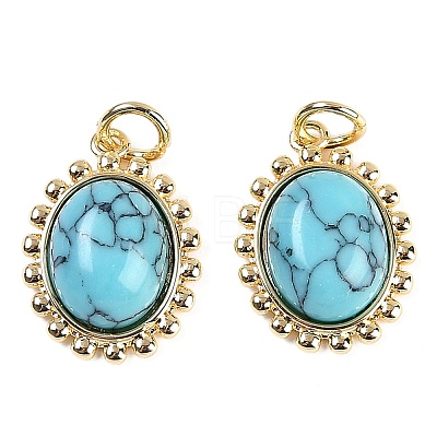 Synthetic Turquoise Oval Pendants KK-U043-46G-A-1