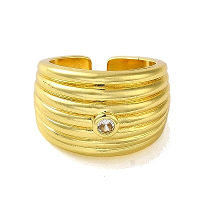 Brass with Cubic Zirconia Rings RJEW-B057-01G-03-1