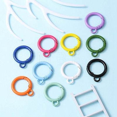 10Pcs Spray Painted Alloy Spring Gate Rings FIND-YW0001-63-1
