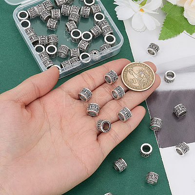 60Pcs Column Tibetan Style Alloy European Beads TIBEB-SP0001-24-1