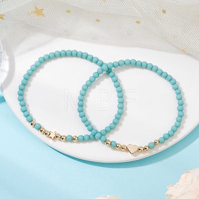 2Pcs 2 Styles Glass Seed Beaded Stretch Bracelet Sets for Women BJEW-JB11373-05-1