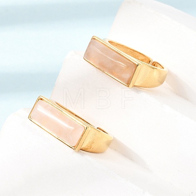Brass with Natural Quartz Crystal Cuff Open Rings for Women GG-CBA0B5A-04G-07-1