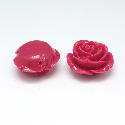 Synthetic Coral 3D Flower Rose Beads CORA-A006-15mm-008-1