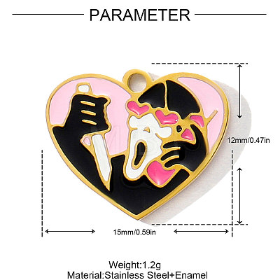 304 Stainless Steel Enamel Pendants STAS-OY001-83G-1