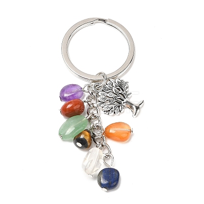 Natural Gemstone Keychains TREE-PW0001-03I-1