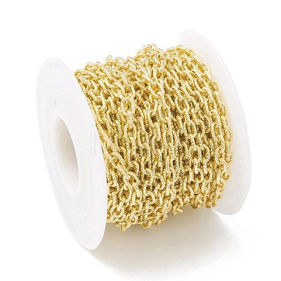 Rack Plating Brass Textured Cable Chains CHC-B021-01G-1