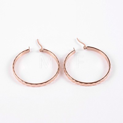 Ring 304 Stainless Steel Hoop Earrings X-EJEW-P040-52RG-1