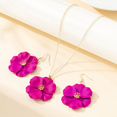 Flower Alloy Enamel Pendant Necklace & Dangle Earring FS-WG56F9D-01-1