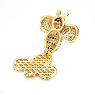 Brass Micro Pave Cubic Zirconia Slide Charms ZIRC-G147-17-NR-1