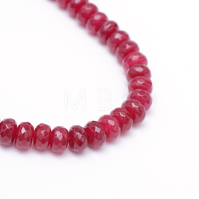 Faceted Rondelle Dyed Natural White Jade Bead Strands X-G-R343-6x8-07-1