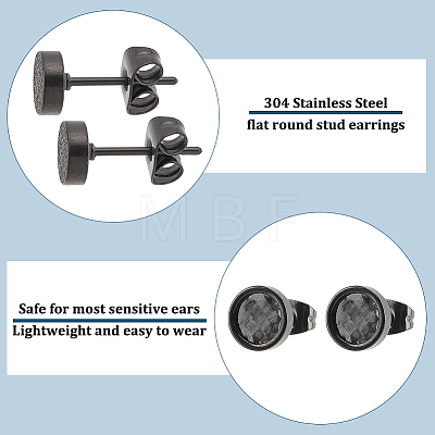 2 Pairs 2 Size 304 Stainless Steel Flat Round Stud Earrings for Men Women EJEW-AN0003-41-1