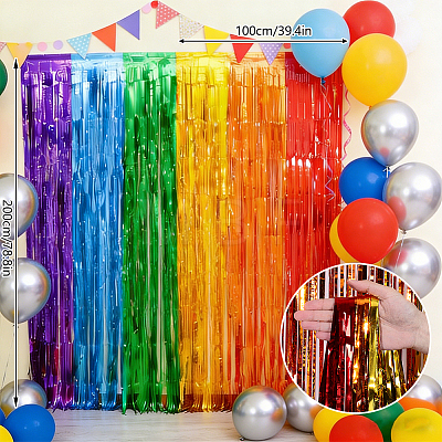 3Pcs PET Iridescent Metallic Party Tassel Streamers DIY-WR0005-71B-1
