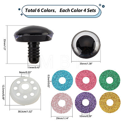   24 Sets 6 Colors Plastic Doll Eyes DOLL-PH0001-27-1