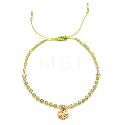 Natural Olive Quartz Braided Bead Bracelet FR2657-4-1