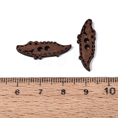 2-Hole Crocodile Wood Buttons BUTT-Q046-01B-1