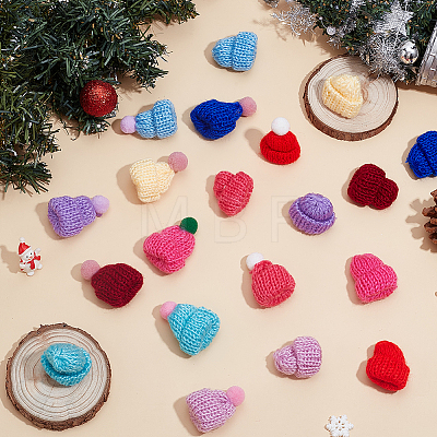 60Pcs 20 Styles Mini Knitting Wool Yarn Hats AJEW-HY0001-82-1