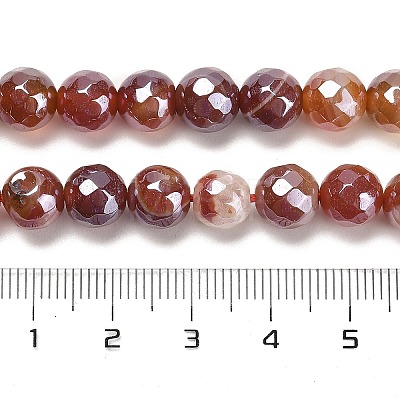 Electroplated Natural Agate Round Beads Strands G-L598-A01-02C-1