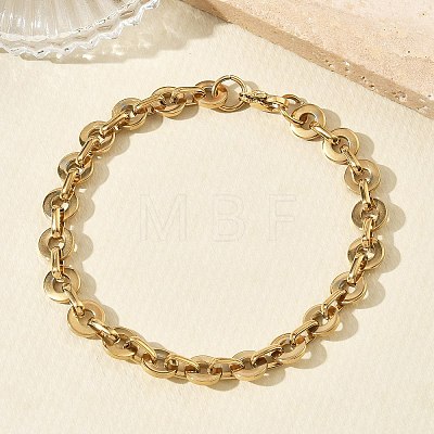 304 Stainless Steel Disc Link Chain Necklaces & Bracelets Sets SJEW-D091-05G-1