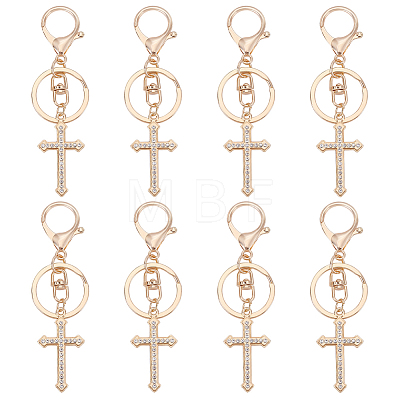 8Pcs Alloy Rhinestone Keychains KEYC-HY0001-41-1
